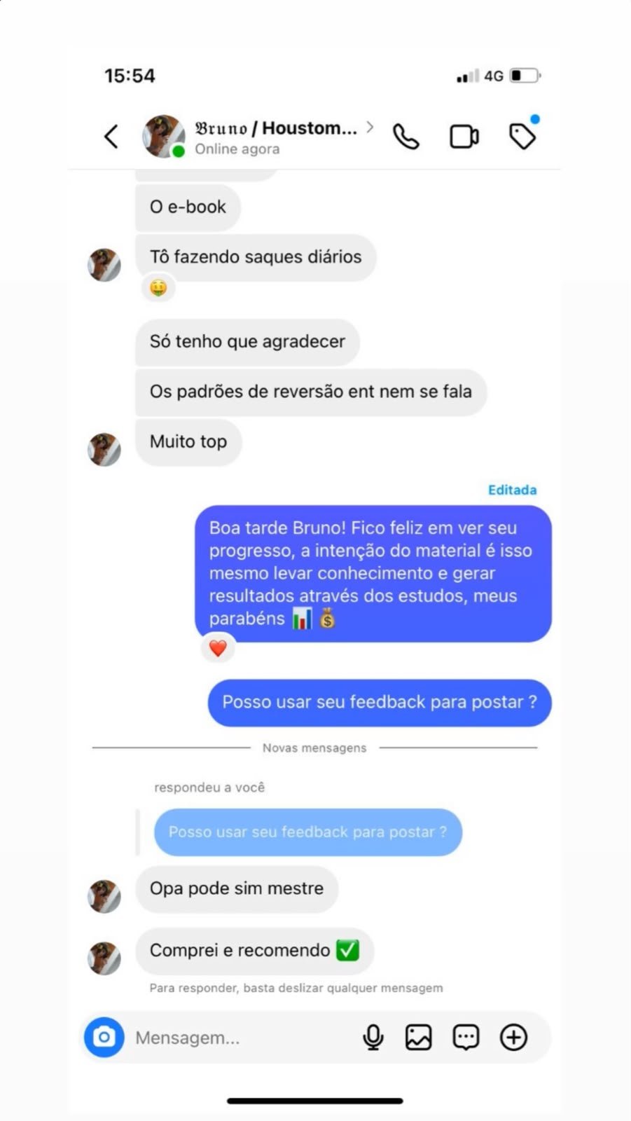 Feedback real de Bruno — Comprei e recomendo